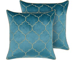 BELIANI ALYSSUM - Sierkussen set van 2 - Blauw - 45 x 45 cm - Polyester