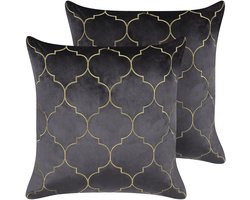 BELIANI ALYSSUM - Sierkussen set van 2 - Grijs - 45 x 45 cm - Polyester