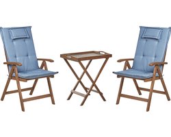 BELIANI AMANTEA - Bistroset - Donkerhout/Blauw- Acaciahout