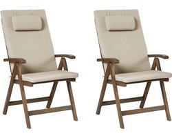 BELIANI AMANTEA PREMIUM - Tuinstoel set van 2 - Taupe - Acaciahout