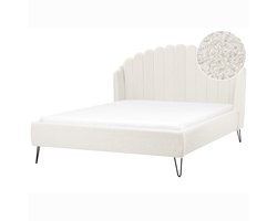 BELIANI AMBILLOU - Tweepersoonsbed - Gebroken wit - 160 x 200 cm - Bouclé