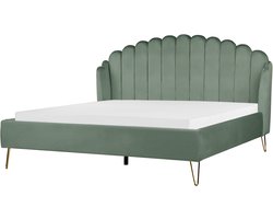 BELIANI AMBILLOU - Tweepersoonsbed - Groen - 180 x 200 cm - Fluweel