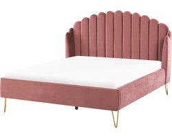 BELIANI AMBILLOU - Tweepersoonsbed - Roze - 140 x 200 cm - Fluweel