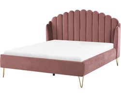 BELIANI AMBILLOU - Tweepersoonsbed - Roze - 160 x 200 cm - Fluweel