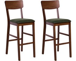 BELIANI AMBLER - Barkruk set van 2 - Donkerbruin/Groen - Rubberhout