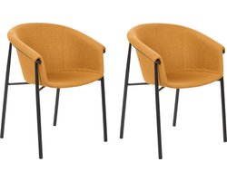 BELIANI AMES - Eetkamerstoel set van 2 - Oranje - Polyester