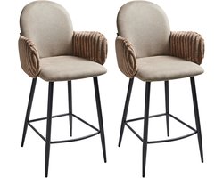 BELIANI AMITY - Barkruk set van 2 - Taupe - Polyester