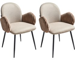 BELIANI AMITY - Eetkamerstoel set van 2 - Taupe - Polyester
