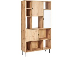 BELIANI AMOS - Boekenkast - Lichthout/Wit- Vezelplaat
