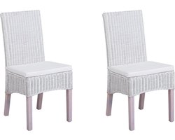 BELIANI ANDES - Eetkamerstoel - Gebroken wit - Rotan