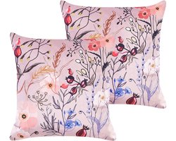 BELIANI ANEMONES - Sierkussen set van 2 - Pastelroze - 45 x 45 cm - Fluweel