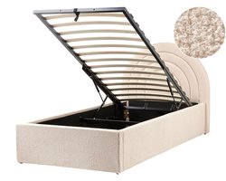 BELIANI ANET - Bed met opbergruimte - Beige - 90 x 200 cm - Bouclé
