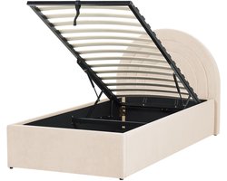 BELIANI ANET - Bed met opbergruimte - Beige - 90 x 200 cm - Fluweel