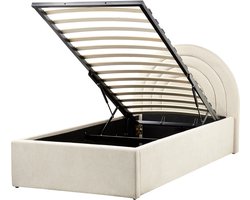 BELIANI ANET - Bed met opbergruimte - Beige - 90 x 200 cm - Stof