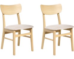 BELIANI ANOKA - Eetkamerstoel set van 2 - Lichtbeige/Lichtbruin - Rubberhout