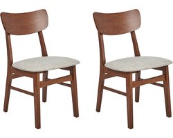 BELIANI ANOKA - Eetkamerstoel set van 2 - Taupe - Rubberhout