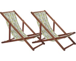 BELIANI ANZIO - Strandstoel set van 2 - Donkerbruin/Geel - Polyester