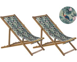 BELIANI ANZIO - Strandstoel set van 2 - Lichtbruin/Pelikaan - Polyester