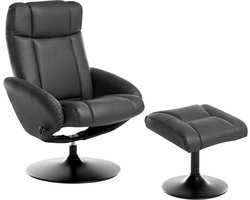 BELIANI APATE - Relaxfauteuil met voetenbank - Zwart - Veganistisch leer