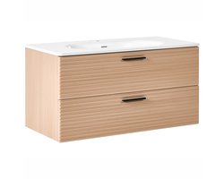 BELIANI ARAPA - Wandgemonteerd meubel met wasbak - Lichtbruin - MDF