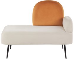 BELIANI ARCEY - Chaise longue - Gebroken wit - Fluweel