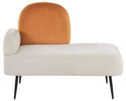 BELIANI ARCEY - Chaise longue - Gebroken wit - Linkszijdig - Fluweel