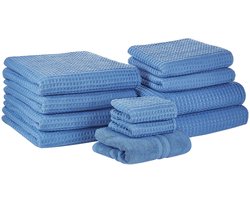 BELIANI AREORA - Handdoek set van 11 - Blauw - Katoen
