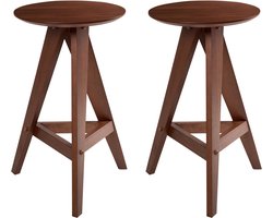 BELIANI AROMA - Barkruk set van 2 - Donkerbruin - Rubberhout