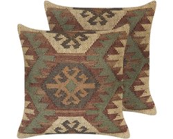 BELIANI ARVEN- Sierkussen set van 2 - Multicolor - 45 x 45 cm - Jute