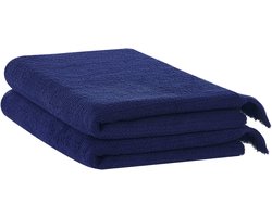 BELIANI ATIU - Handdoek set van 2 - Marineblauw - Katoen