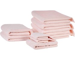 BELIANI ATIU - Handdoek set van 9 - Pastelroze - Katoen