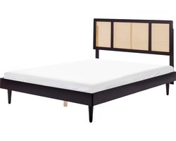 BELIANI AURAY - Tweepersoonsbed - Zwart - 160 x 200 cm - Rubberhout