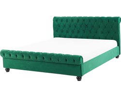 BELIANI AVALLON - Tweepersoonsbed - Smaragdgroen - 160 x 200 cm - Fluweel