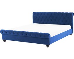 BELIANI AVALLON - Waterbed - Marineblauw - 180 x 200 cm - Fluweel