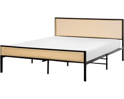 BELIANI AVANTON - Tweepersoonsbed - Zwart - 160 x 200 cm - PE rotan