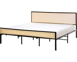 BELIANI AVANTON - Tweepersoonsbed - Zwart - 180 x 200 cm - PE rotan