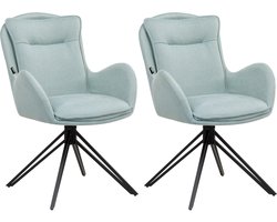 BELIANI AVELAR - Set van 2 eetkamerstoelen - Lichtblauw - Polyester