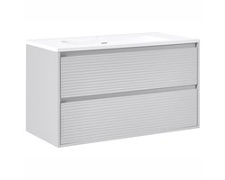 BELIANI BAHIA - Wandgemonteerd meubel met wasbak - Grijs - MDF