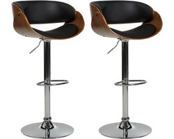 BELIANI BAKU - Barkruk verstelbaar - Donkerbruin/Zwart - Kunstleer