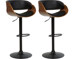BELIANI BAKU II - Barkruk set van 2 - Donkerbruin/zwart - Kunstleer
