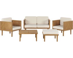 BELIANI BARATTI - Loungeset voor 4 - Lichthout/Wit - Acaciahout