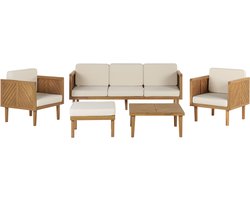 BELIANI BARATTI - Loungeset voor 5 - Lichtbeige - Acaciahout