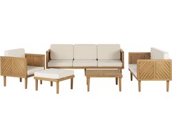 BELIANI BARATTI - Loungeset voor 6 - Lichtbeige - Acaciahout
