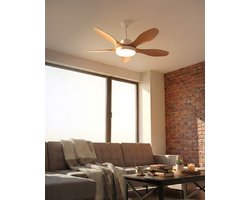 BELIANI BARBET - Plafondventilator - Lichtbruin - Synthetisch materiaal