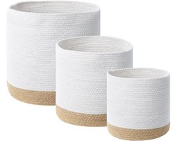 BELIANI BASIMA - Manden set van 3 - Beige/Wit - Katoen
