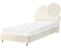BELIANI BELLEVUE - Eenpersoonsbed - Gebroken wit - 90 x 200 cm - Bouclé