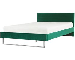 BELIANI BELLOU - Tweepersoonsbed - Groen - 180 x 200 cm - Fluweel
