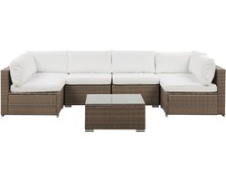 Beliani BELVEDERE - Loungeset voor 6 - Bruin - PE rotan