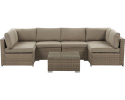 Beliani BELVEDERE - Loungeset voor 6 - Bruin - PE rotan