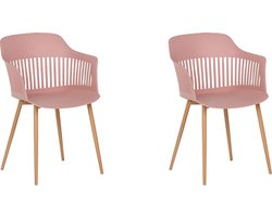 BELIANI BERECA - Eetkamerstoel - Roze - Synthetisch materiaal